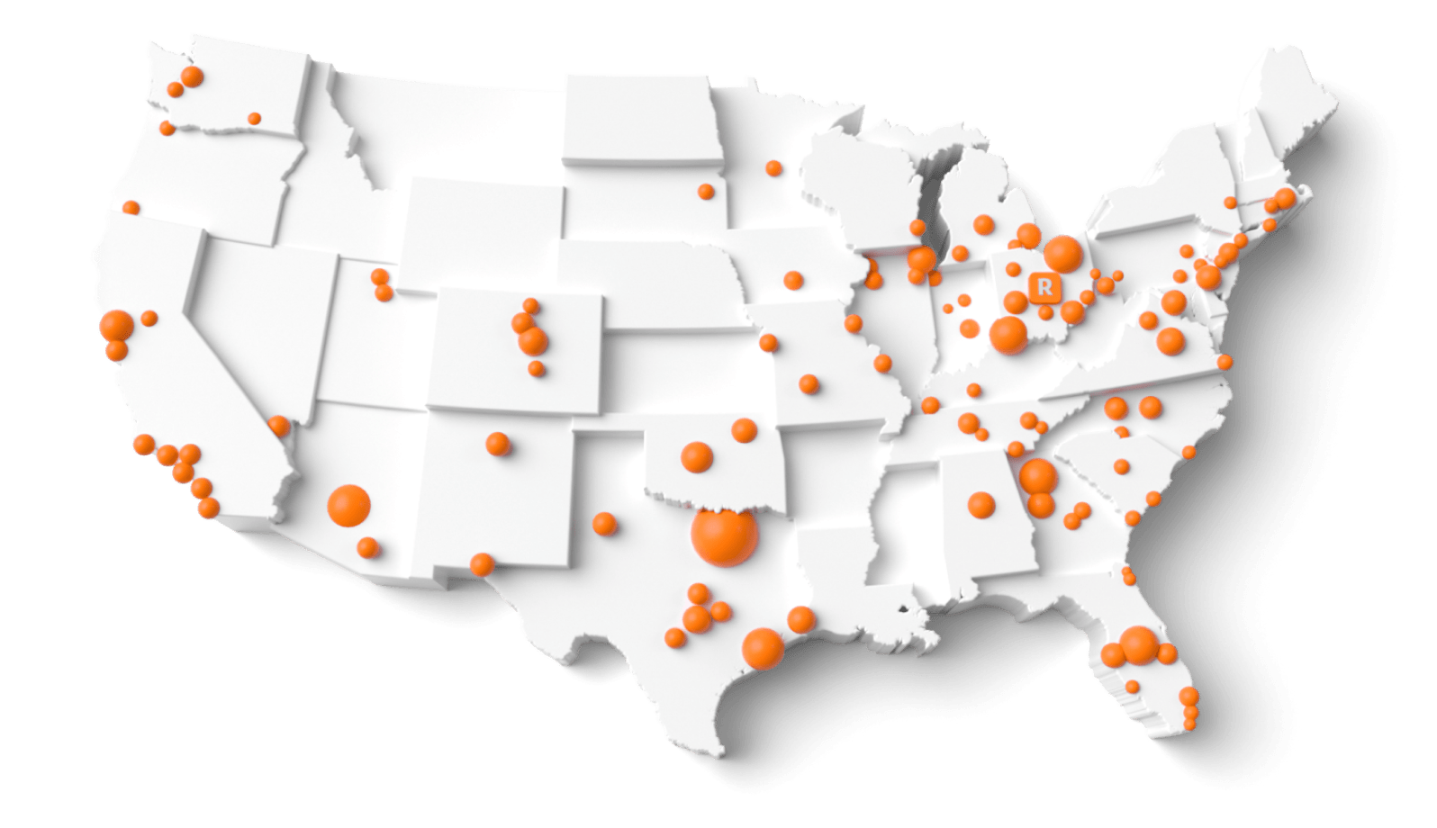 US map shows Root employees are distributed nationwide.